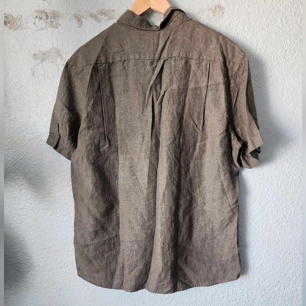 Charles Tyrwhitt Men's Green Pure Linen Shirt - Picture 8 of 14